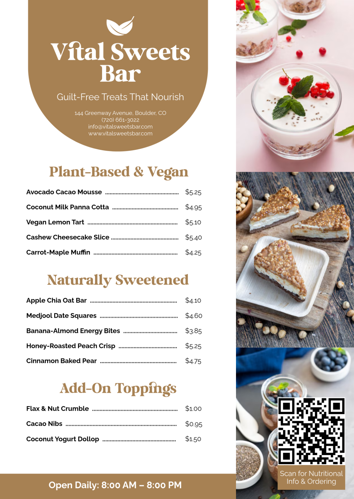 Free Healthy Dessert Menu Template