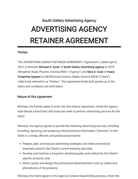 19+ Advertising Agreement Templates - Free Downloads | Template.net