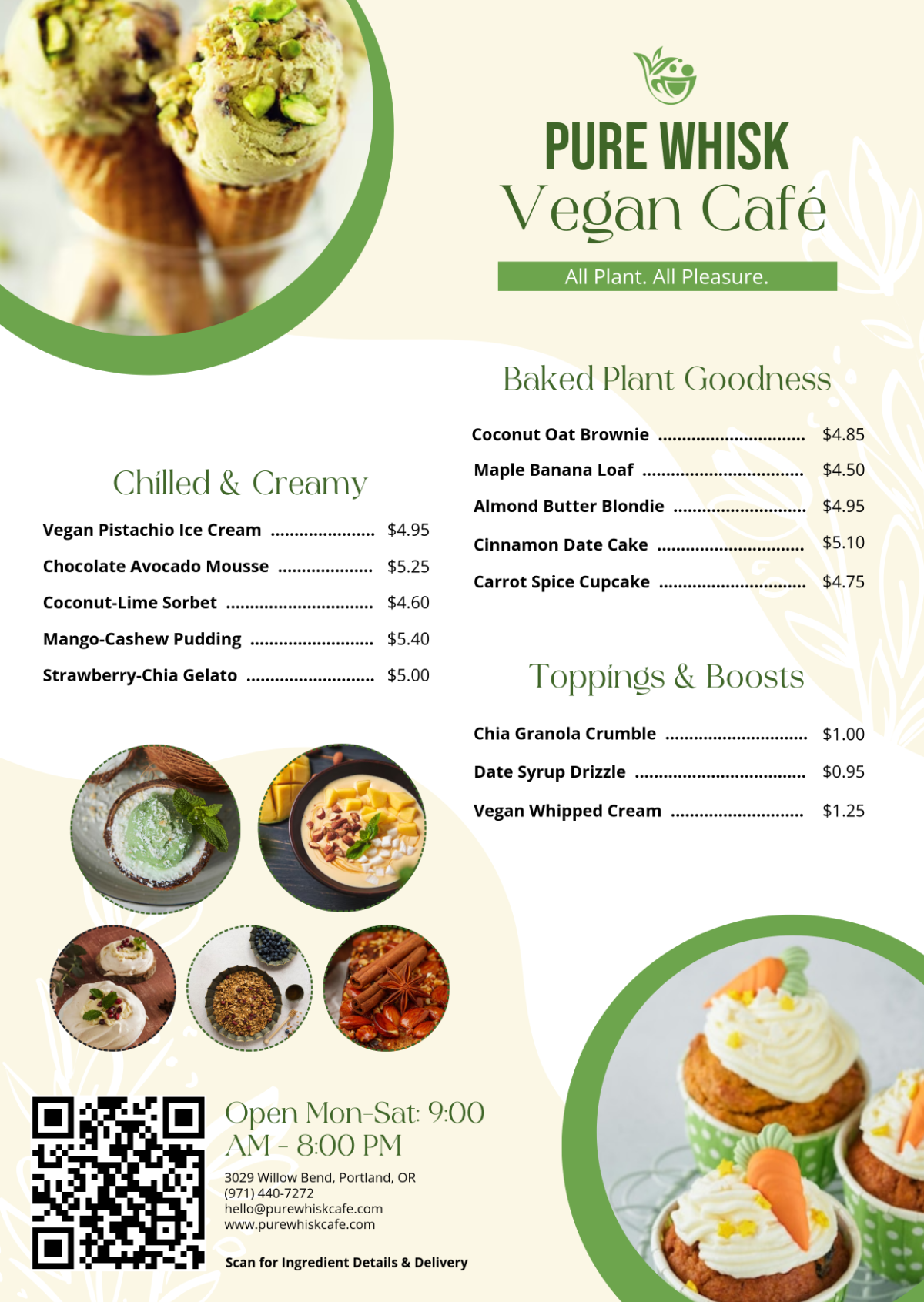 Free Vegan Dessert Menu Template