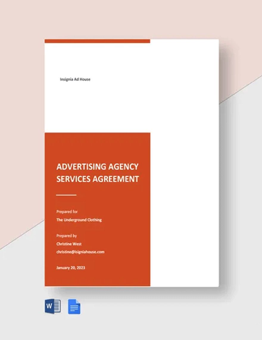 Advertising Agency Services Agreement Template in Word, Google Docs, Apple Pages