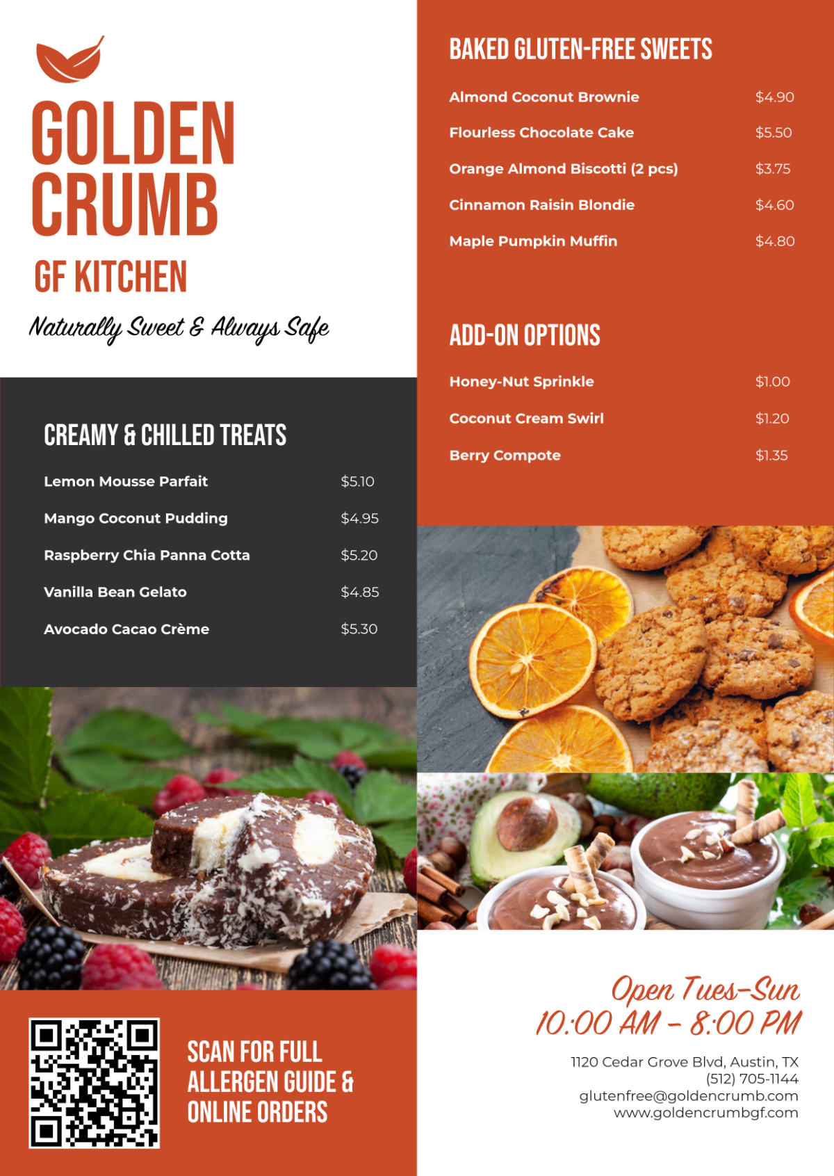 Free Gluten-Free Dessert Menu Template