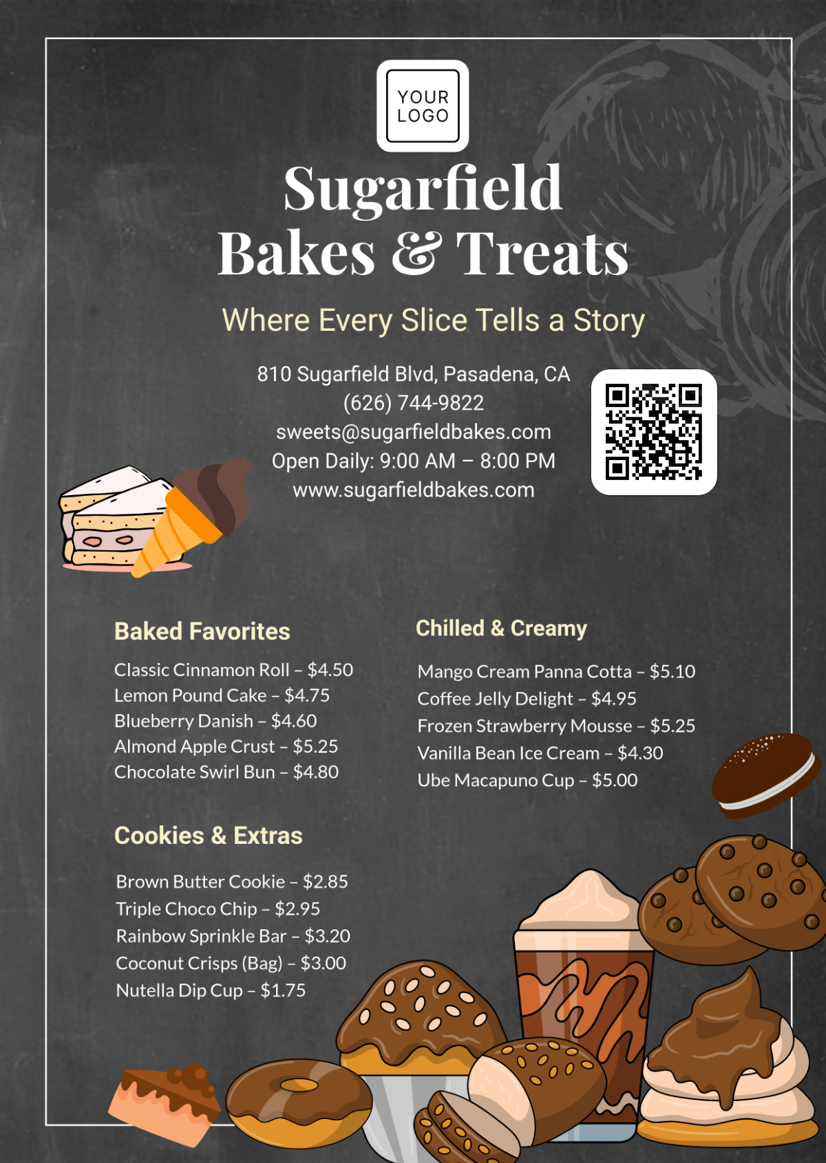 Free Chalkboard Dessert Menu Design Template