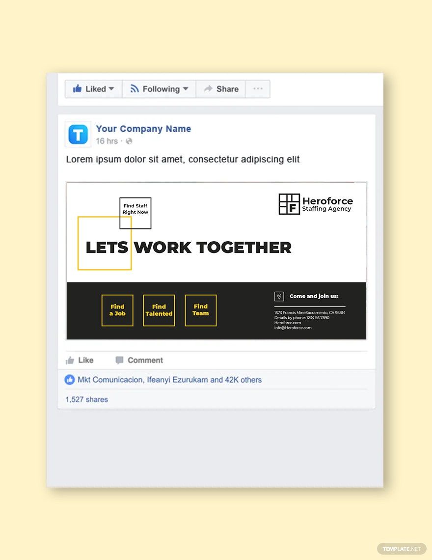 Staffing Agency Facebook Post Template in PSD