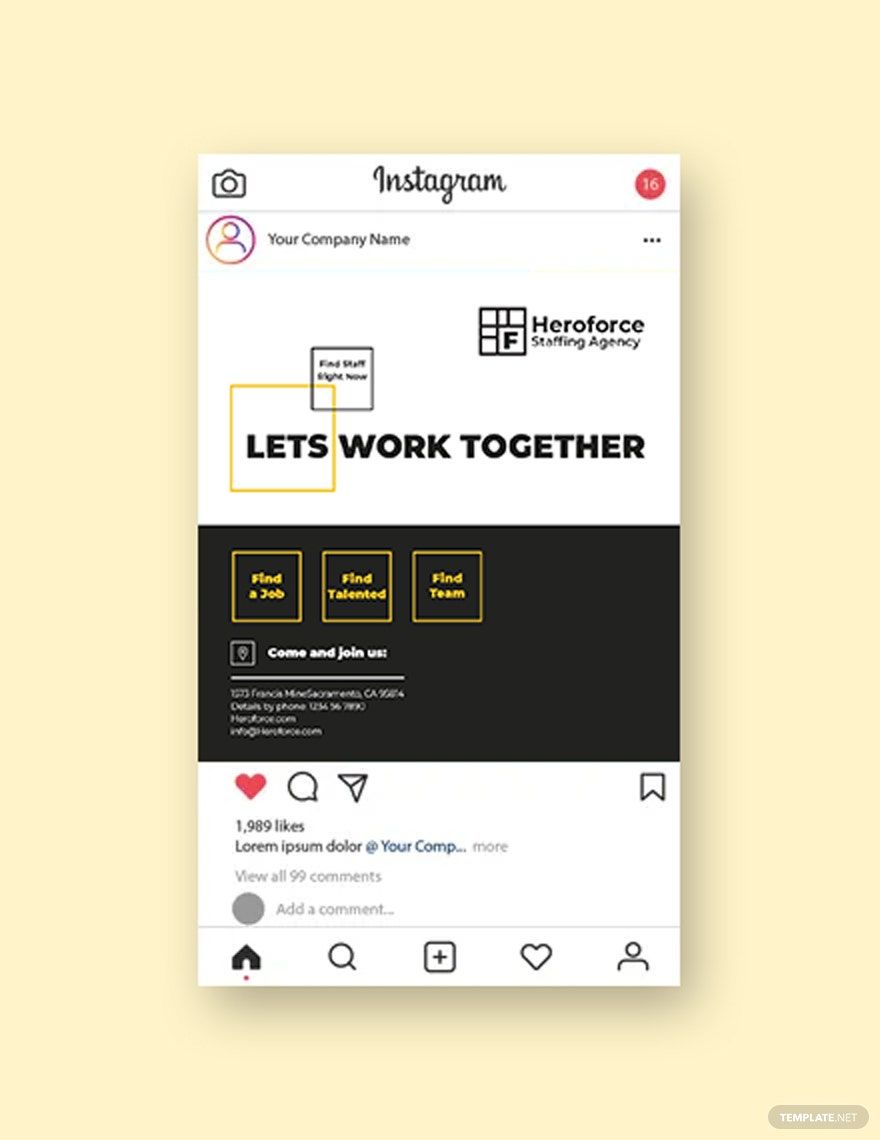 Staffing Agency Instagram Post Template in PSD