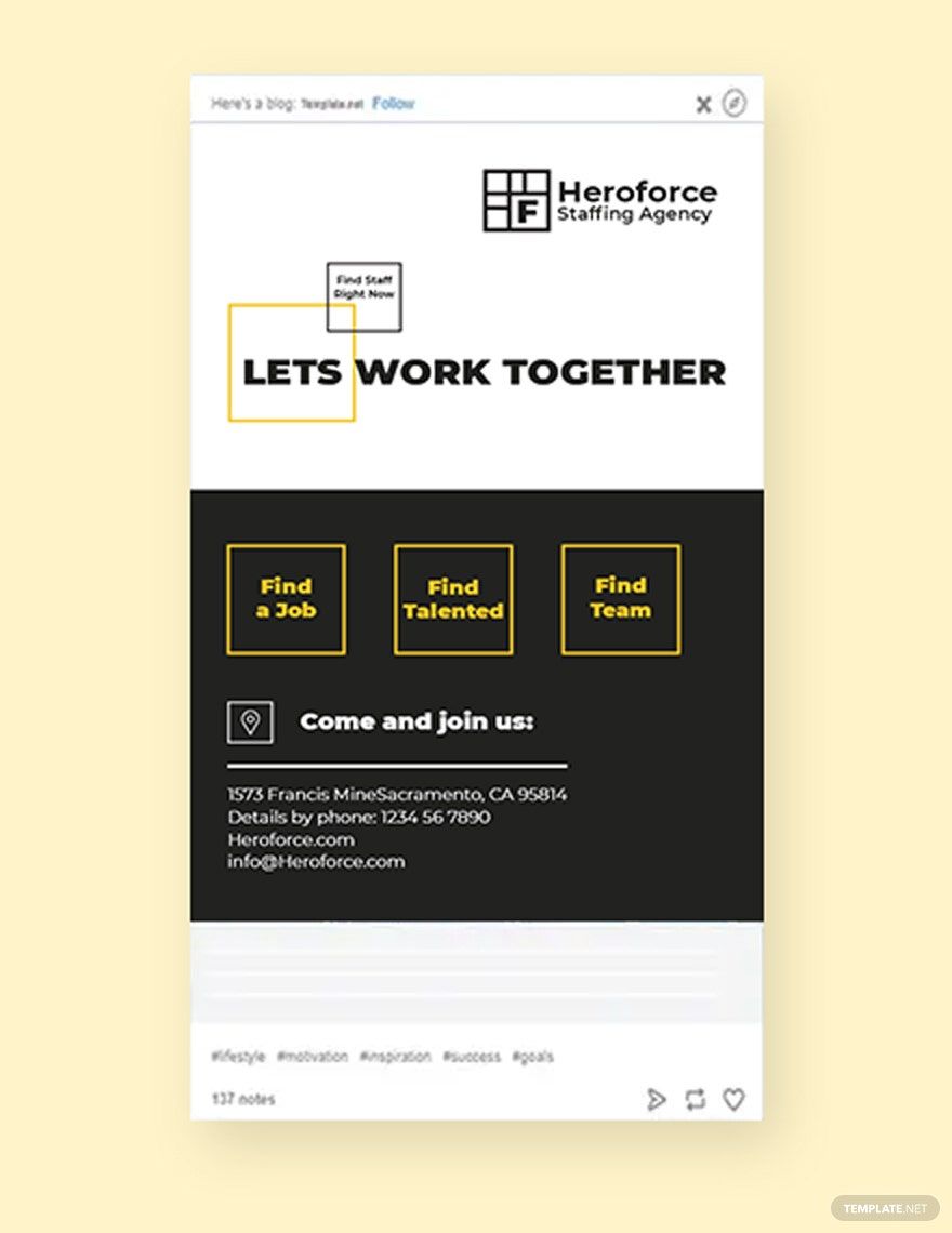 Staffing Agency Tumblr Post Template in PSD