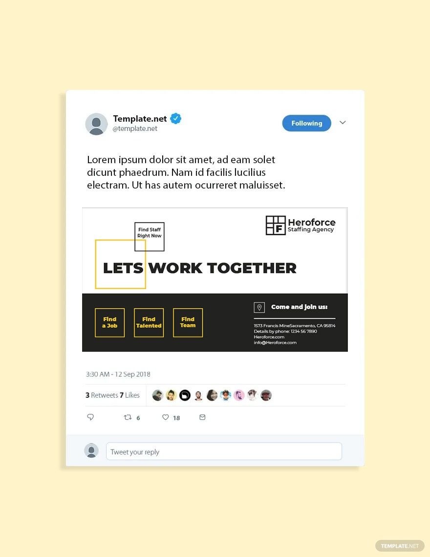 Staffing Agency Twitter Post Template in PSD