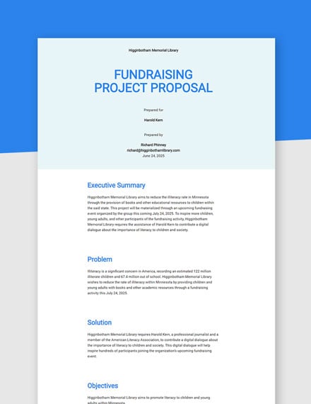 Non Profit Project Proposal Template Google Docs Word Apple Pages