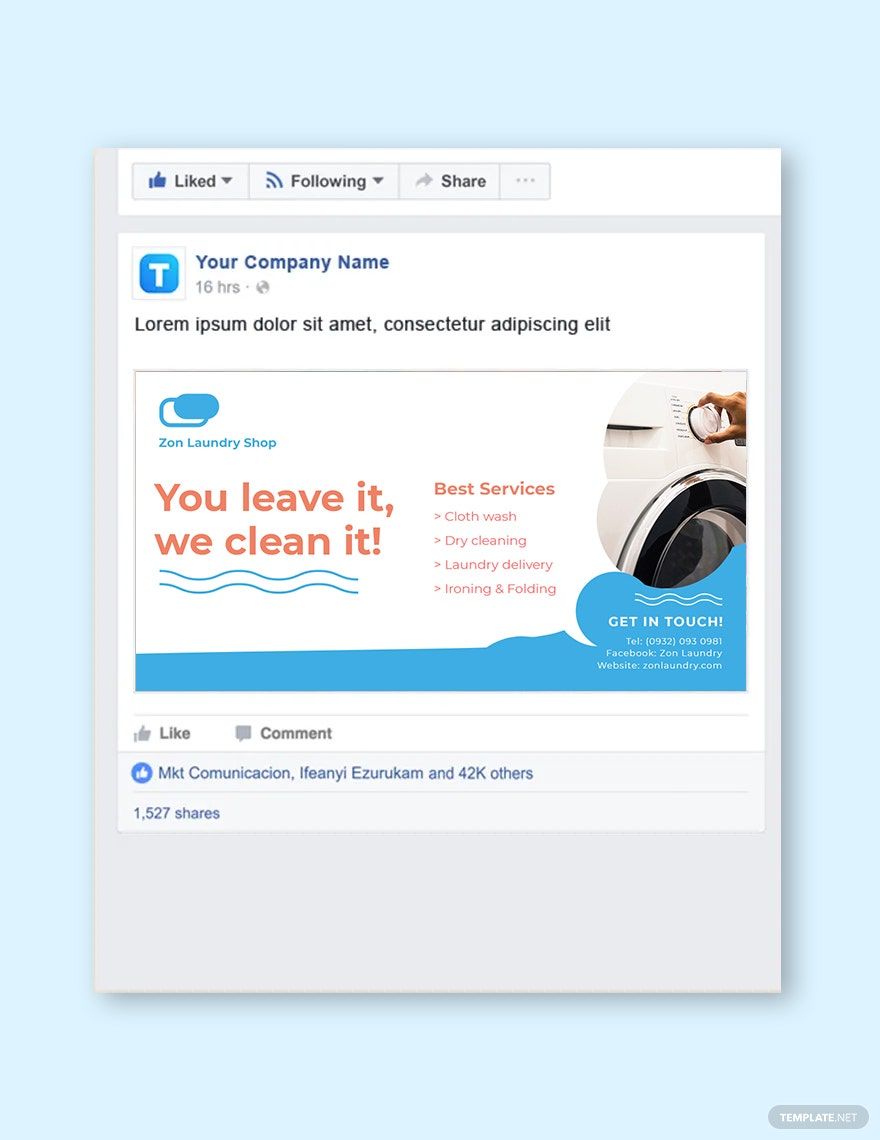 Laundry Facebook Post Template in PSD