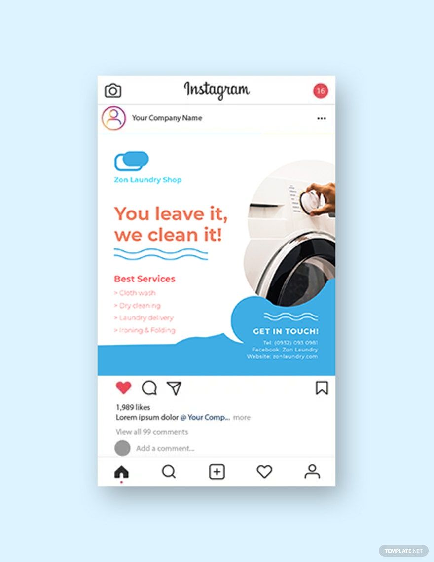 Laundry Instagram Post Template in PSD