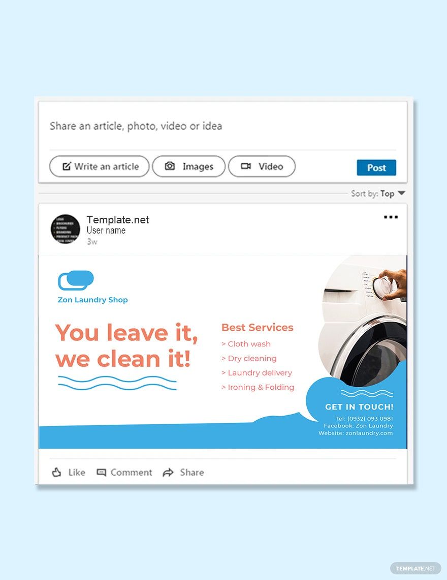 Laundry Linkedin Post Template in PSD