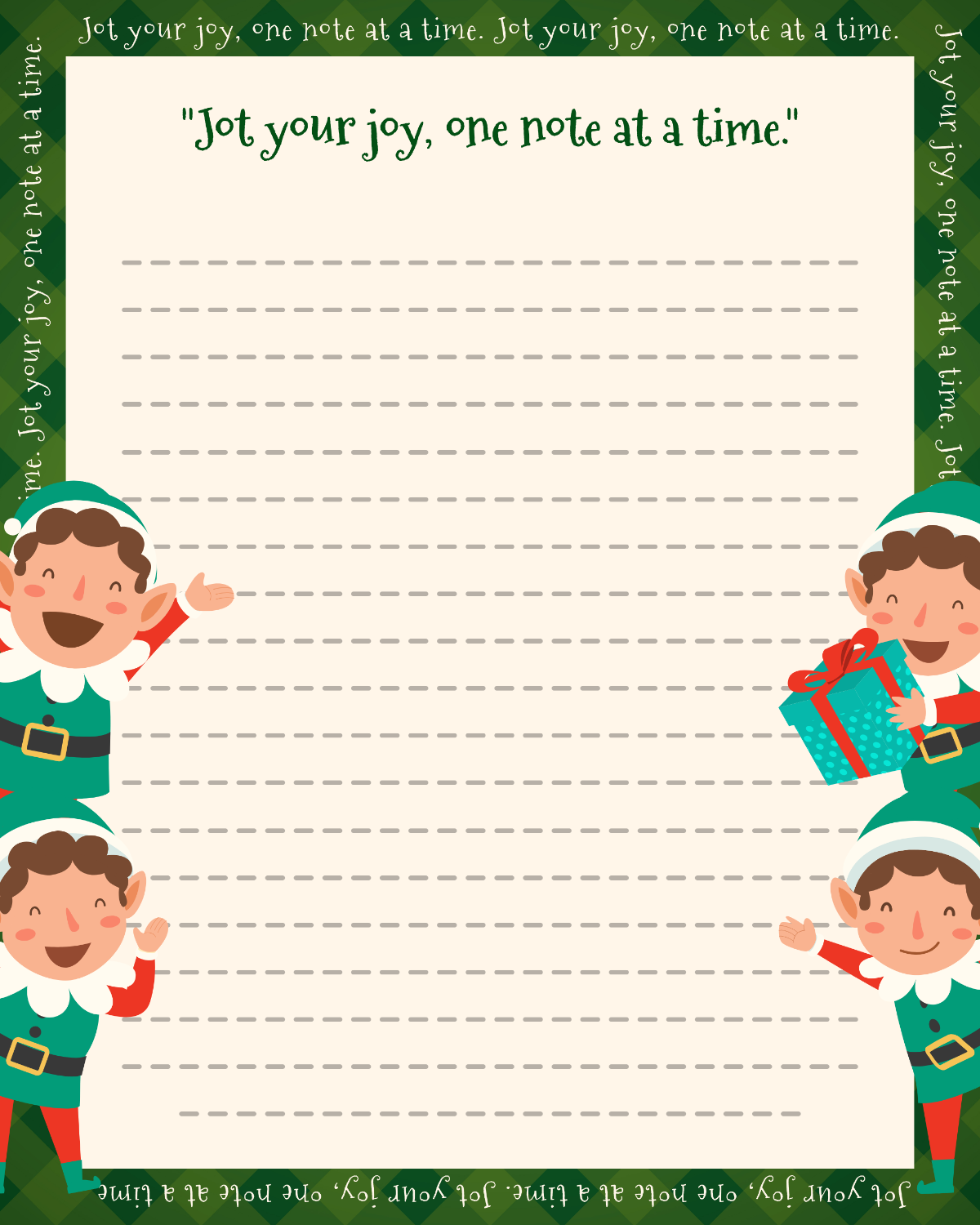 Free Green Elf Memo Pad Template to Edit Online