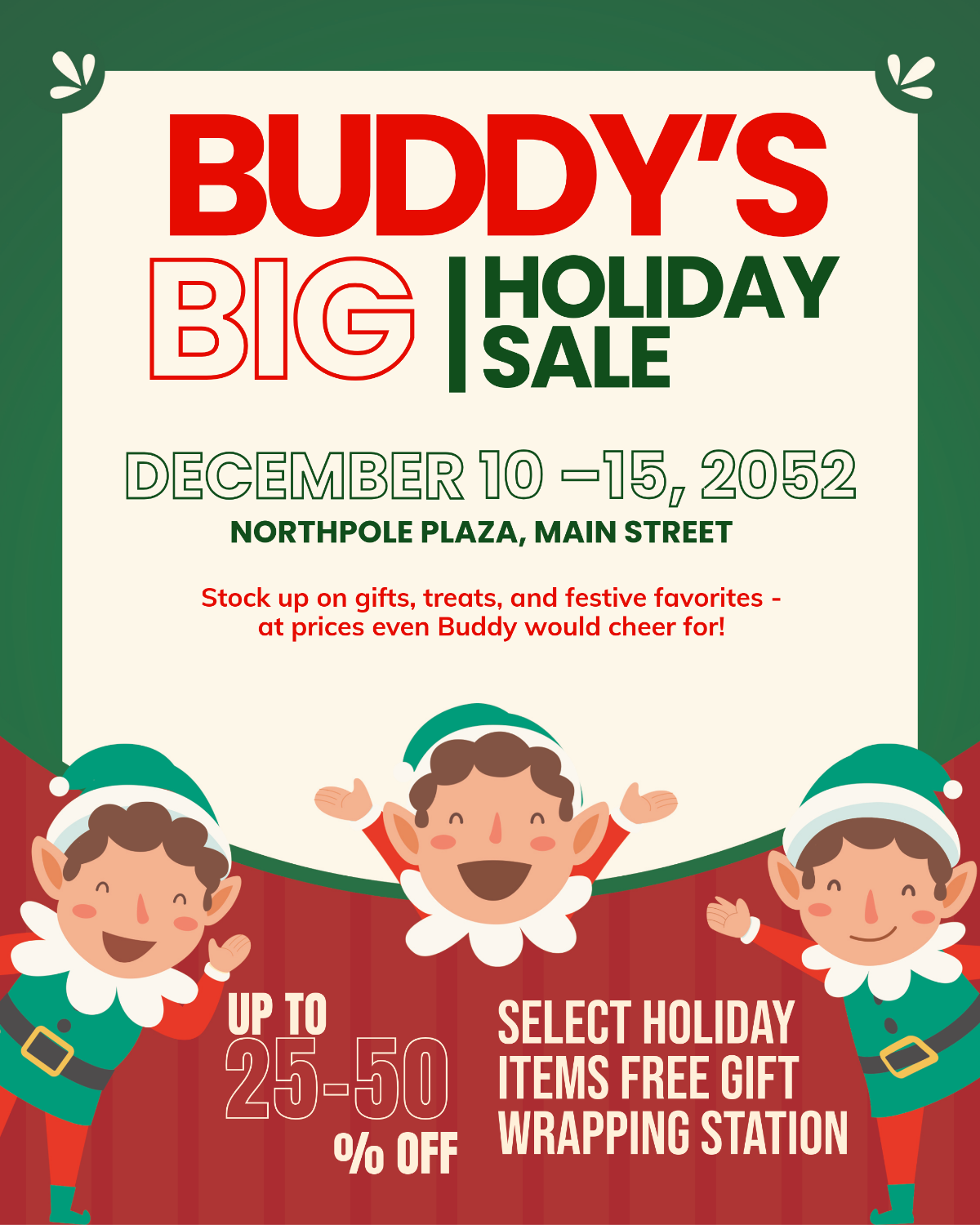 Free Editable Elf Holiday Sale Flyer Template to Edit Online