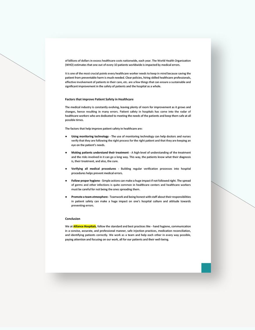 Healthcare Patient Safety White Paper Template