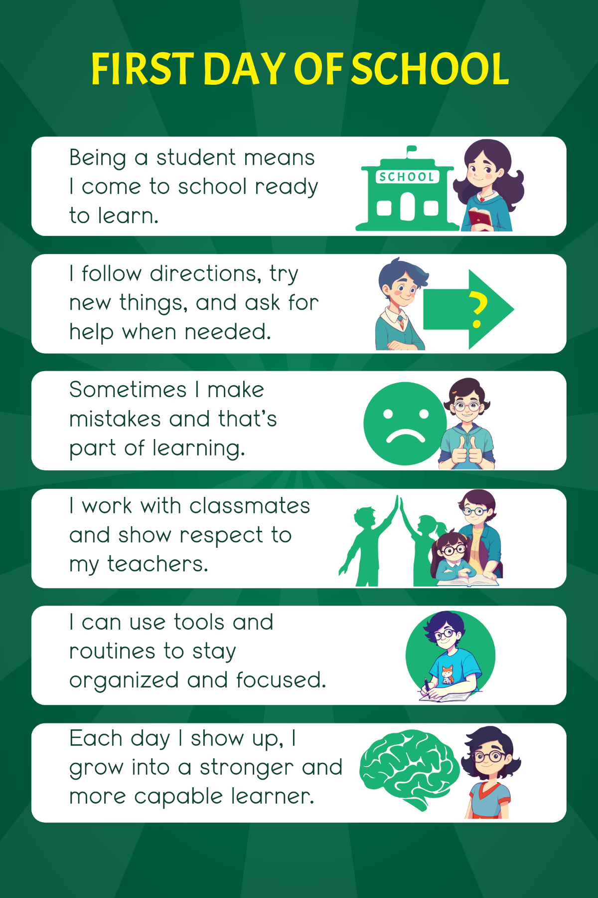 Free First Day of School Social Story Template to Edit Online