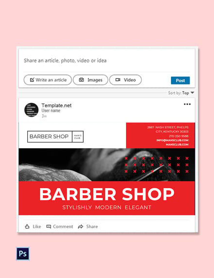 Download FREE barbershop-linkedin-post-template - PSD | Template.net