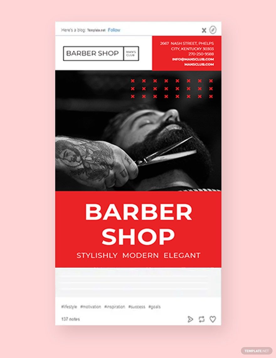 Barbershop Tumblr Post Template in PSD