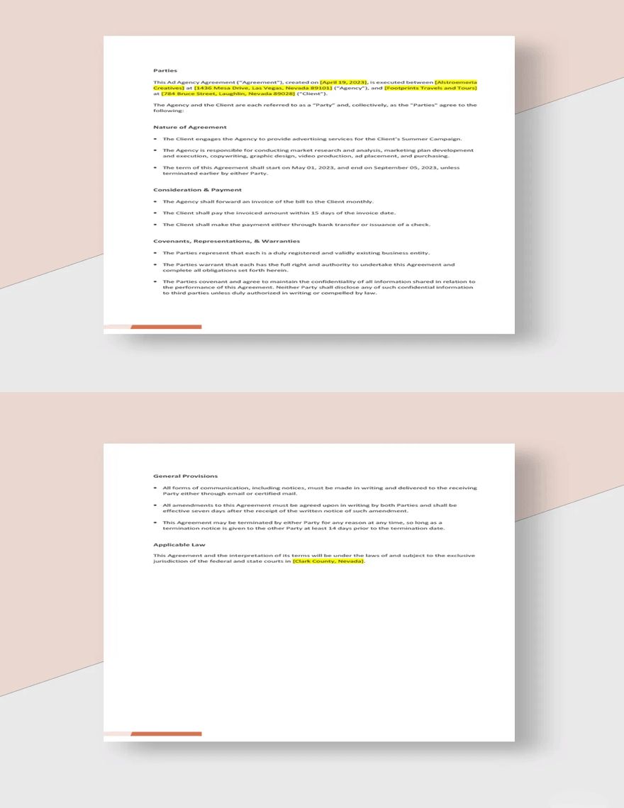 Ad Agency Agreement Template