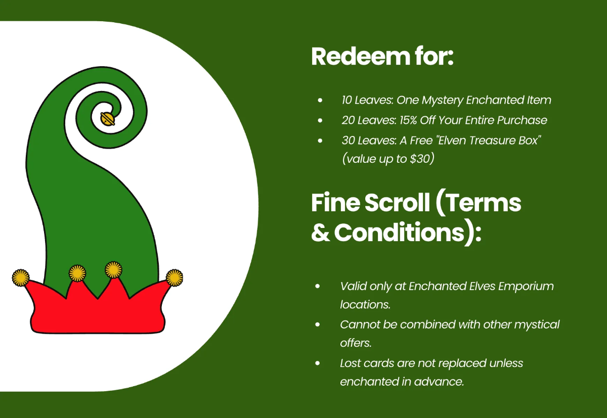 Free Elf Loyalty Card Template to Edit Online