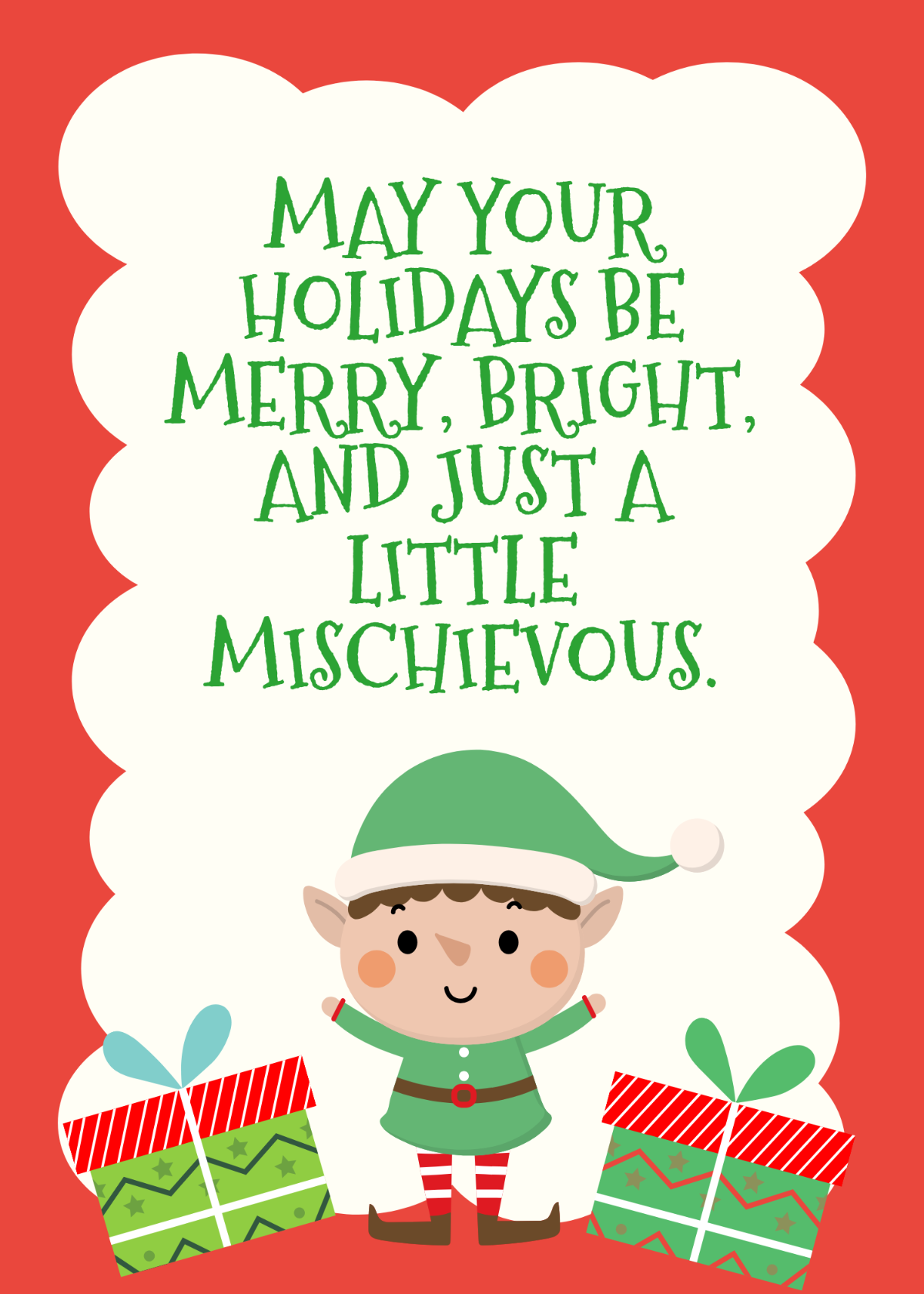 Free Christmas Elf Greeting Card Template