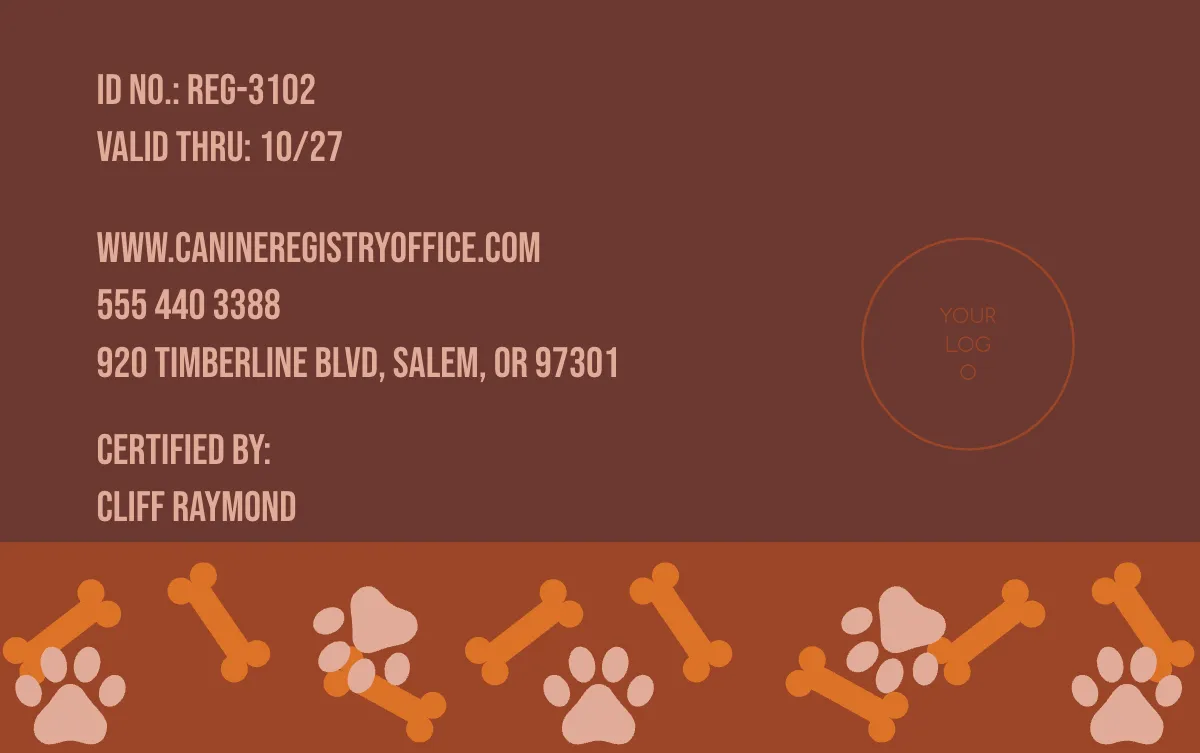 Free Official Dog ID Card Template to Edit Online