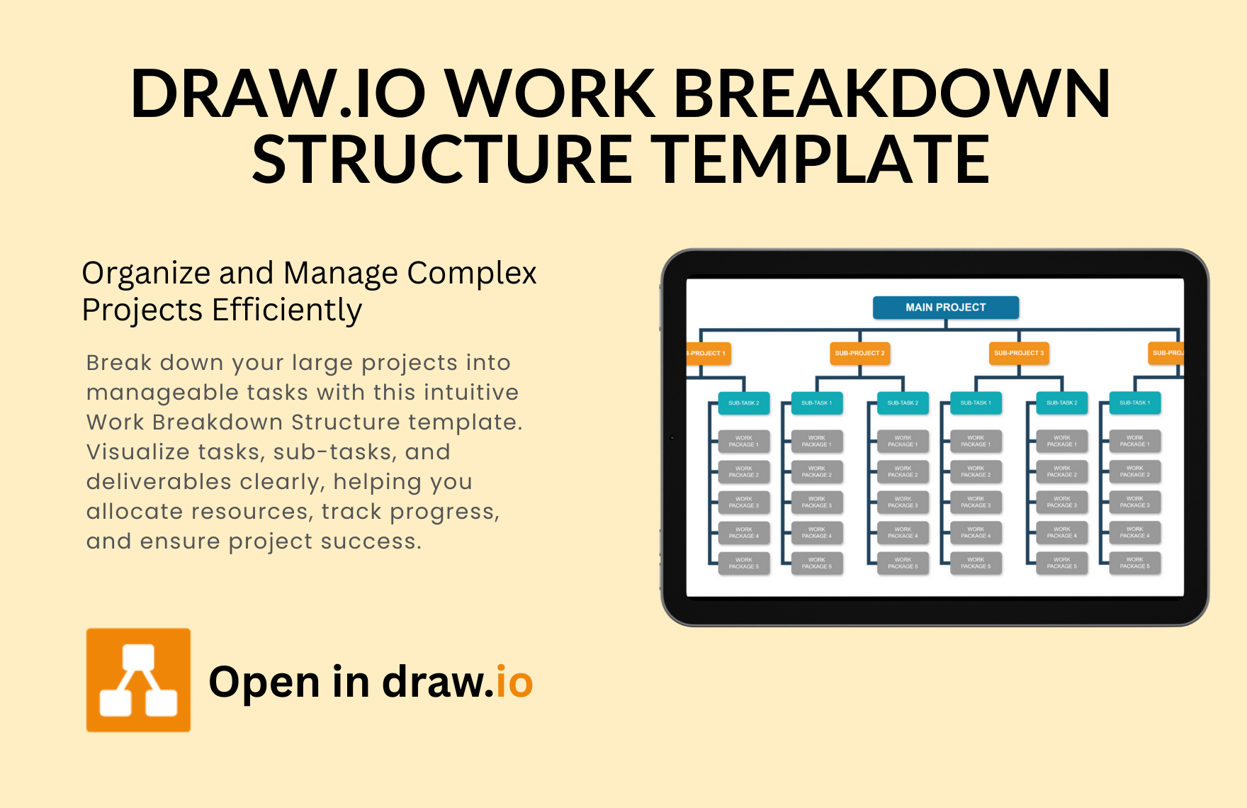 Free Work Breakdown Structure Template in Draw.io