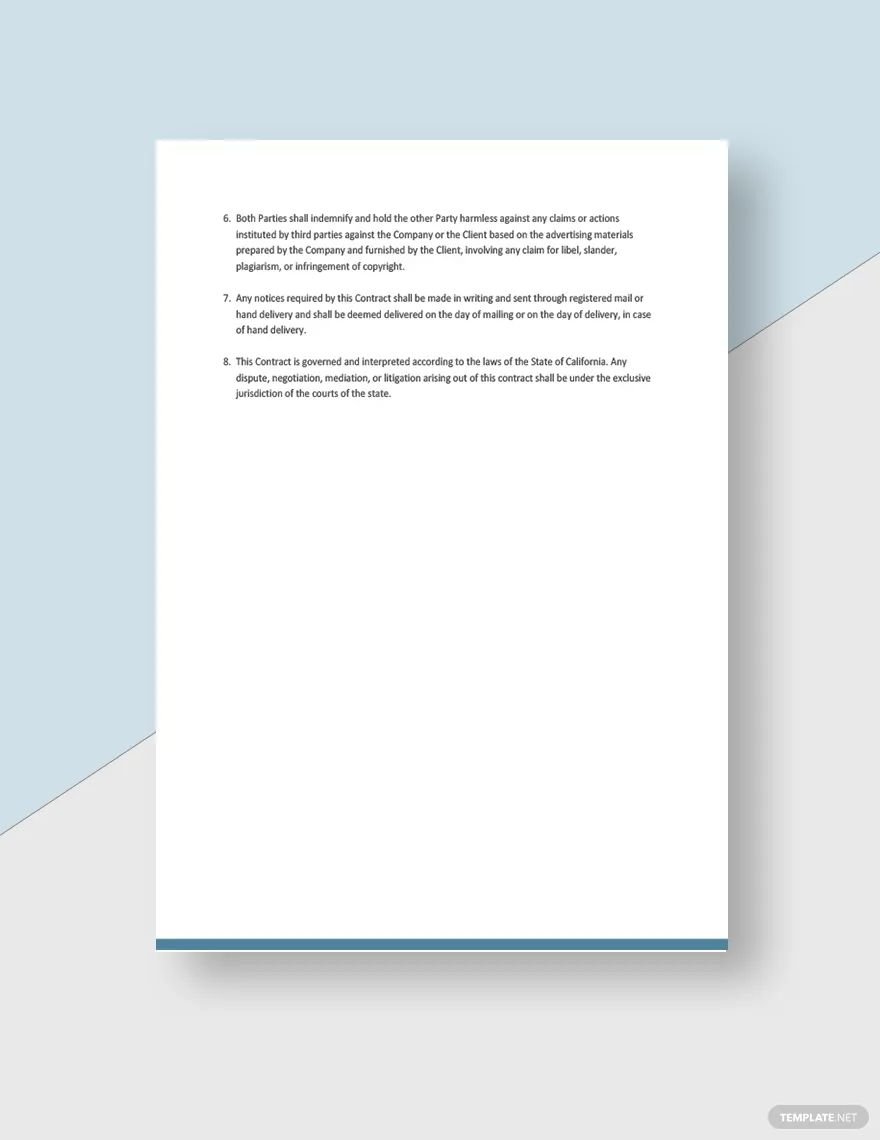 Business Contract for Advertising Agency Template