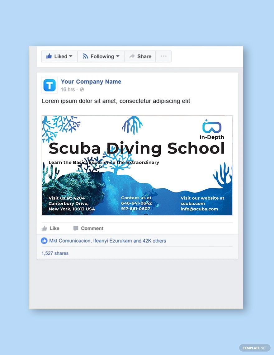 Scuba Diving School Facebook Post Template