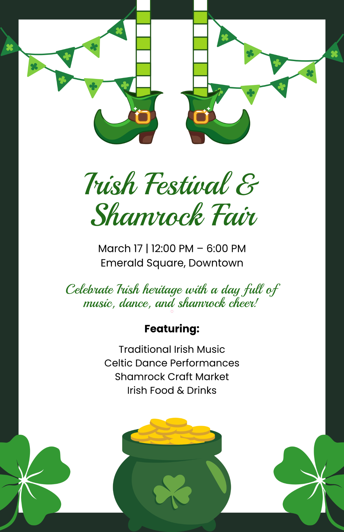 Irish Festival Shamrock Template to Download