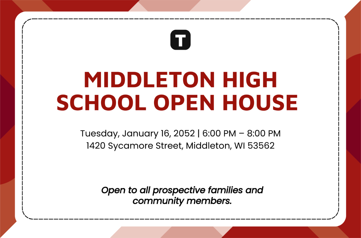 School Open House Red Background Template to Download