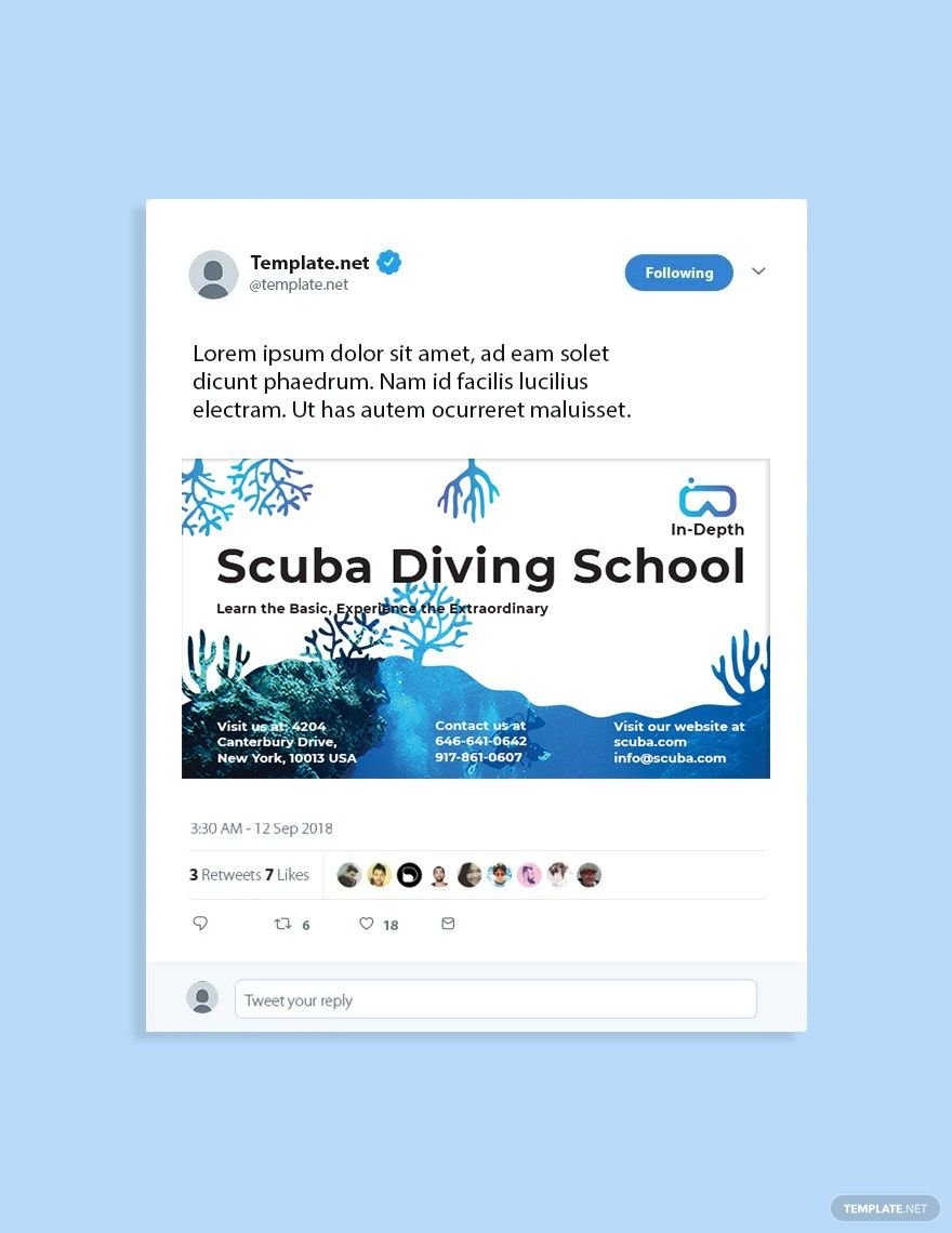 Scuba Diving School Twitter Post Template
