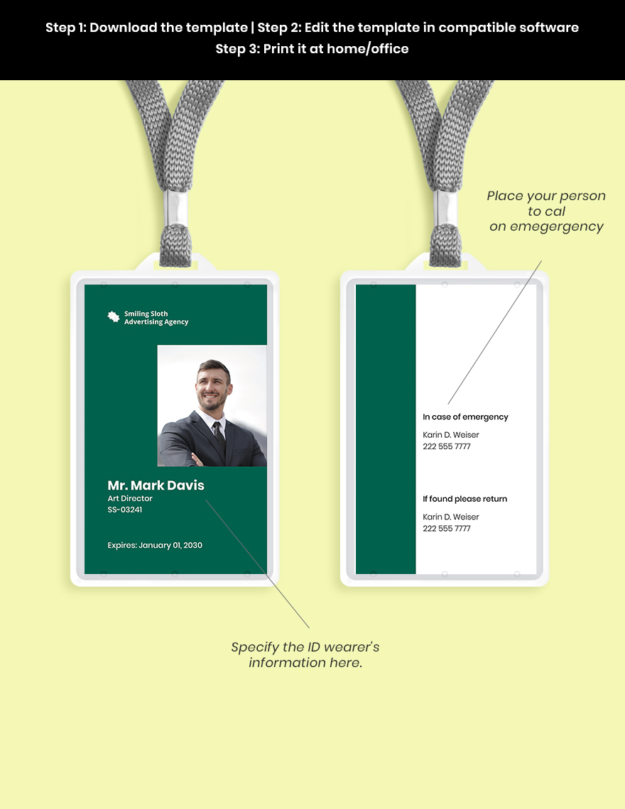 Advertising agency employee ID card Snippet