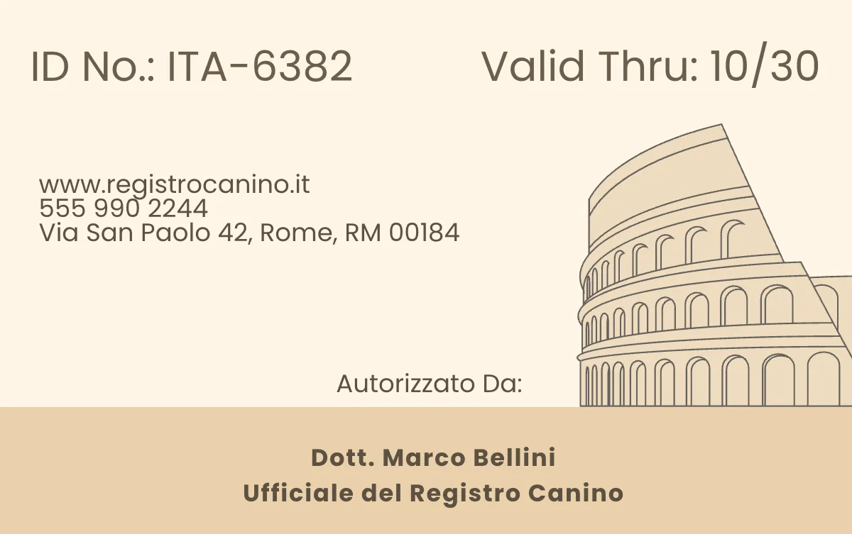Free Italy Dog ID Card Template to Edit Online