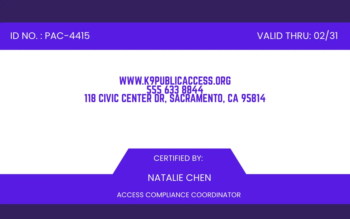Free Dog ID Card for Public Access Template to Edit Online