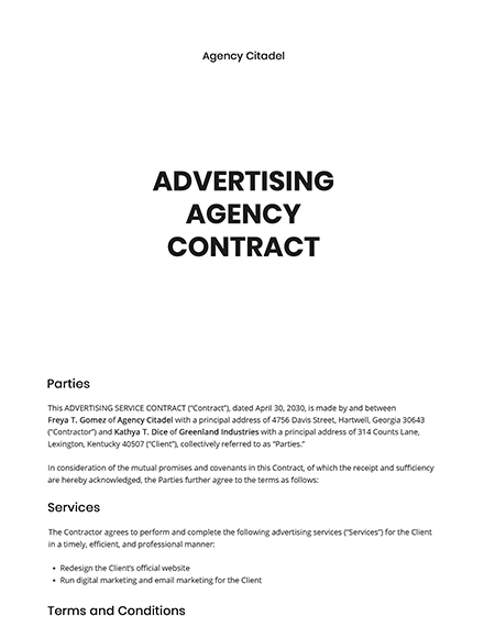 Agency Contract