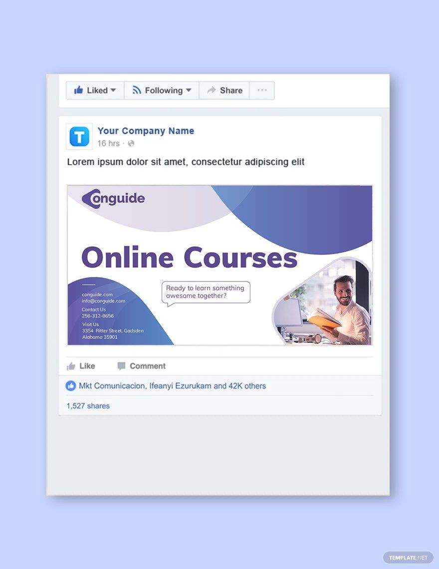 Online Courses Facebook Post Template in PSD