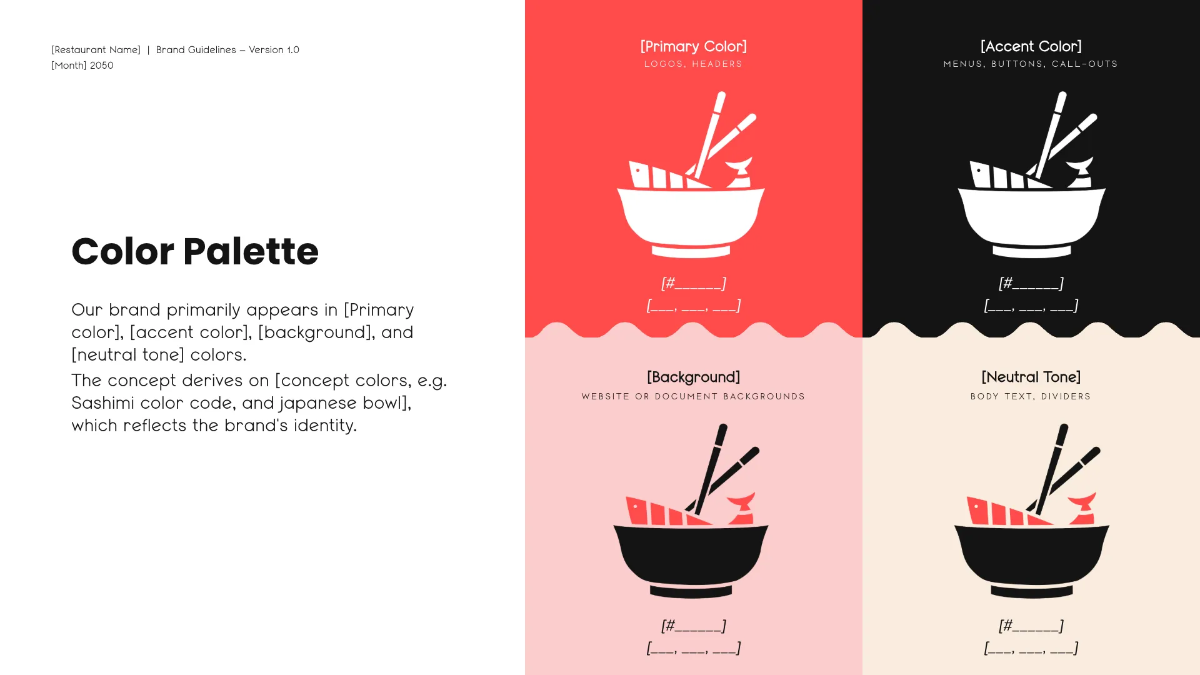 Free Blank Restaurant Brand Guidelines Template to Edit Online