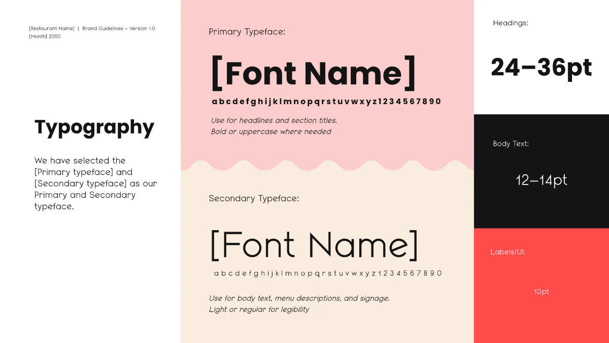 Free Blank Restaurant Brand Guidelines Template to Edit Online