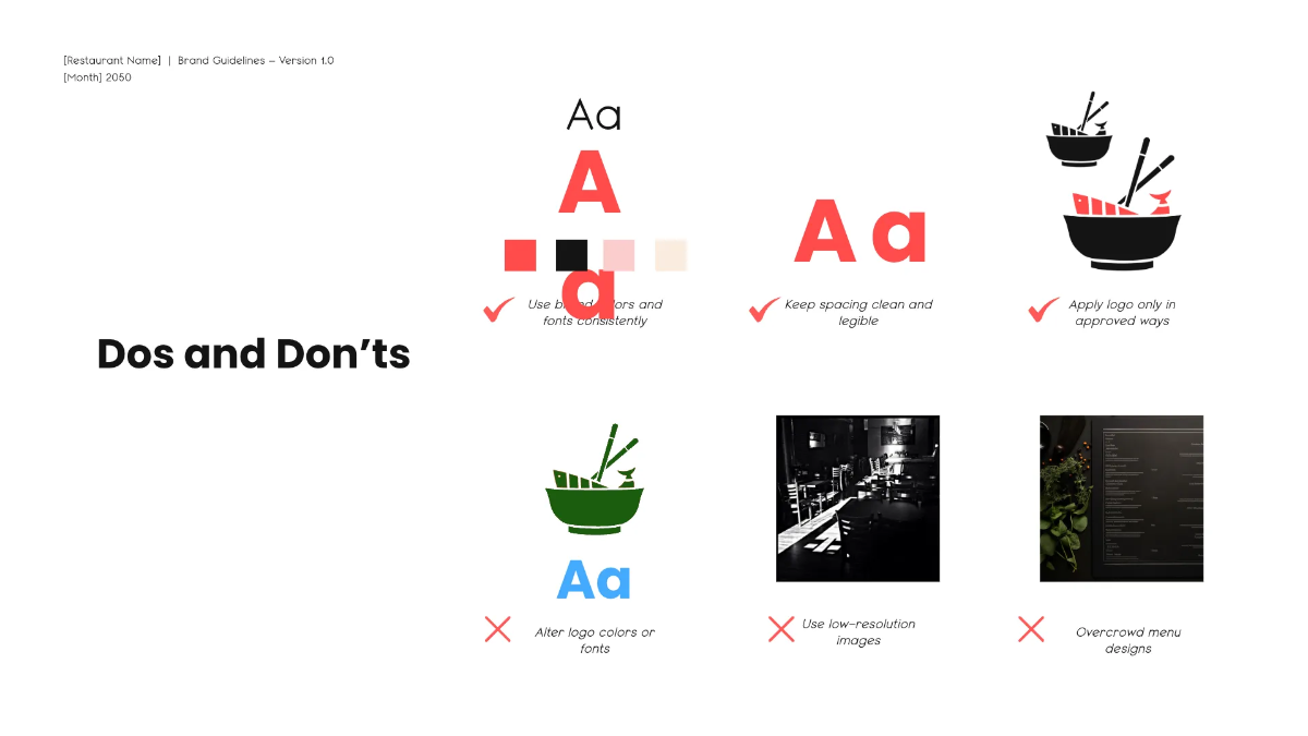 Free Blank Restaurant Brand Guidelines Template to Edit Online