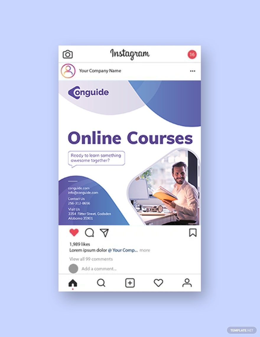 Free Online Courses Instagram Post Template in PSD