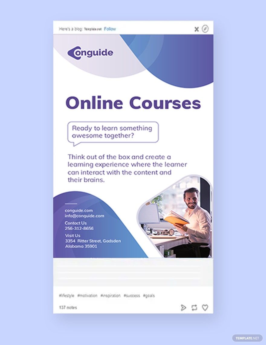 Online Courses Tumblr Post Template in PSD