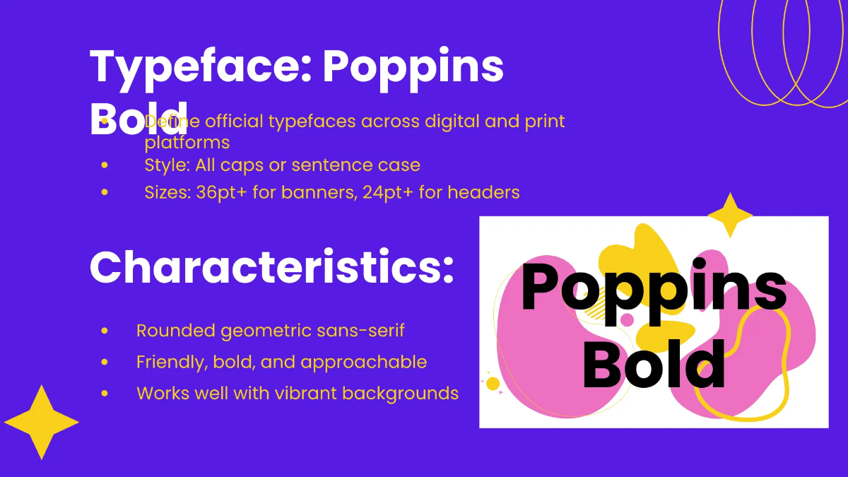 Free Colorful Brand Guidelines Font Style Template to Edit Online