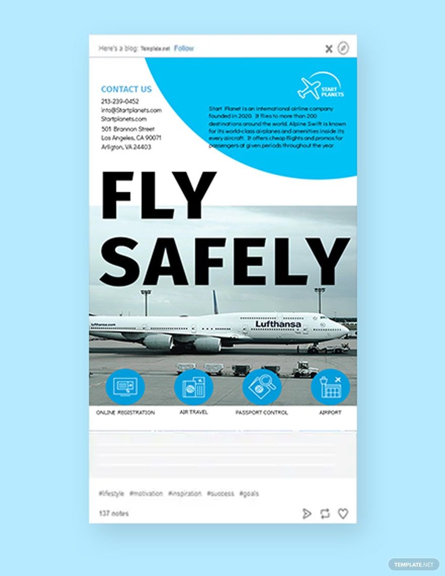 Airlines Aviation Services Tumblr Post Template