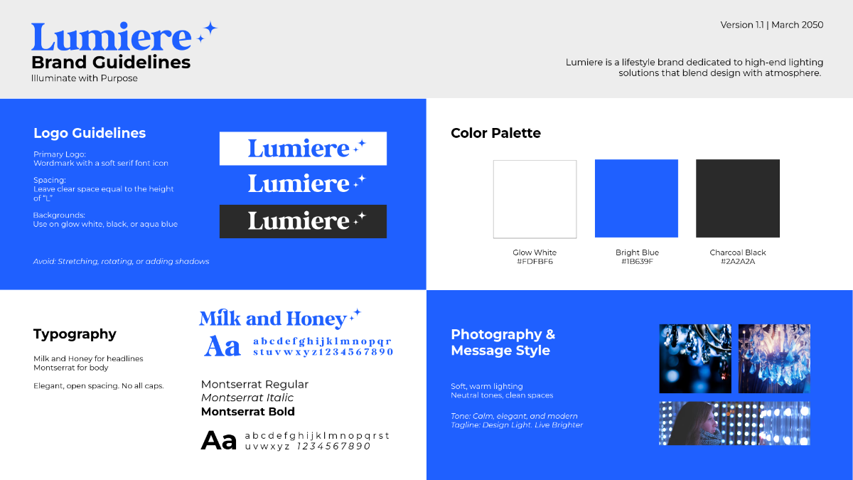 Free Blue One-Page Brand Guidelines Template to Edit Online
