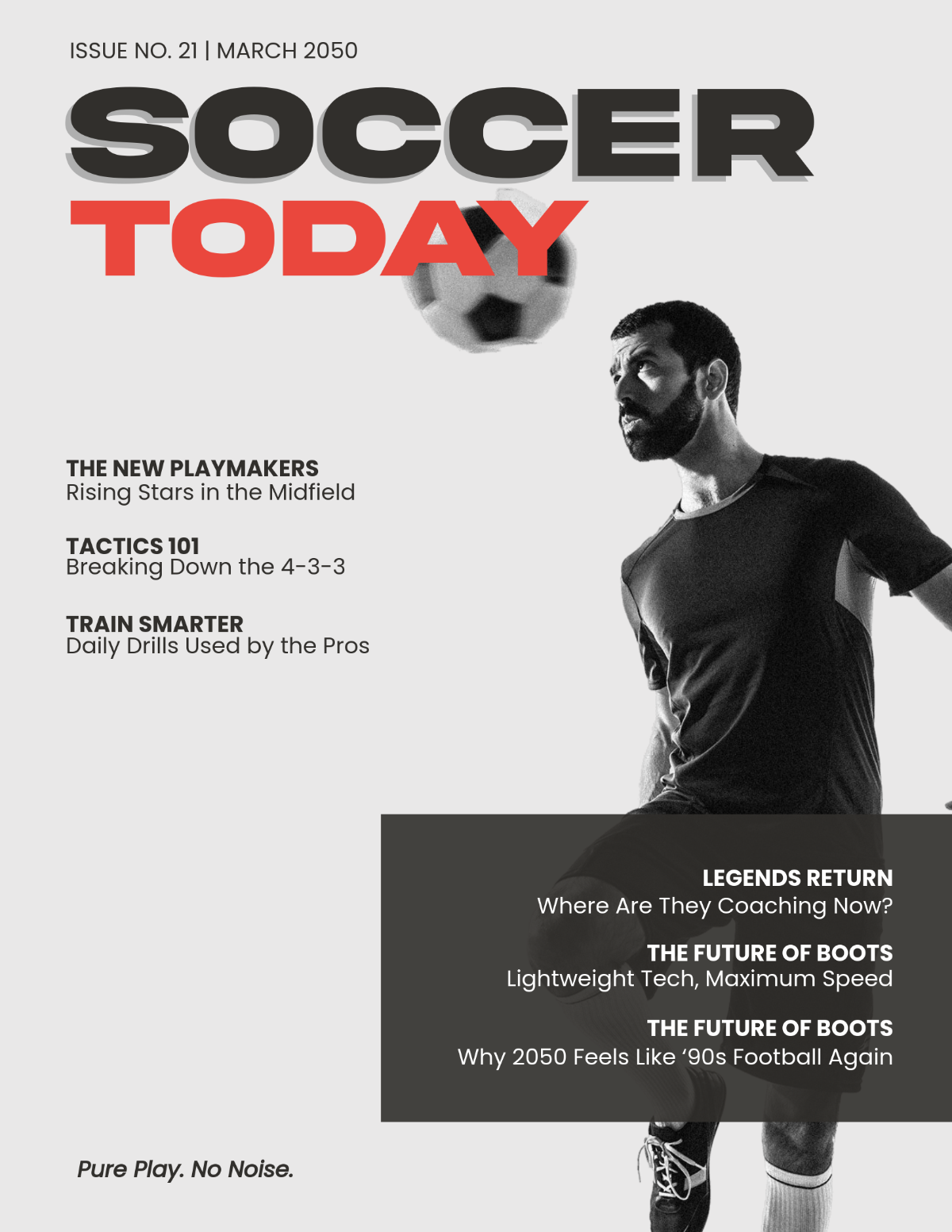 Free Simple Soccer Magazine Cover Template to Edit Online