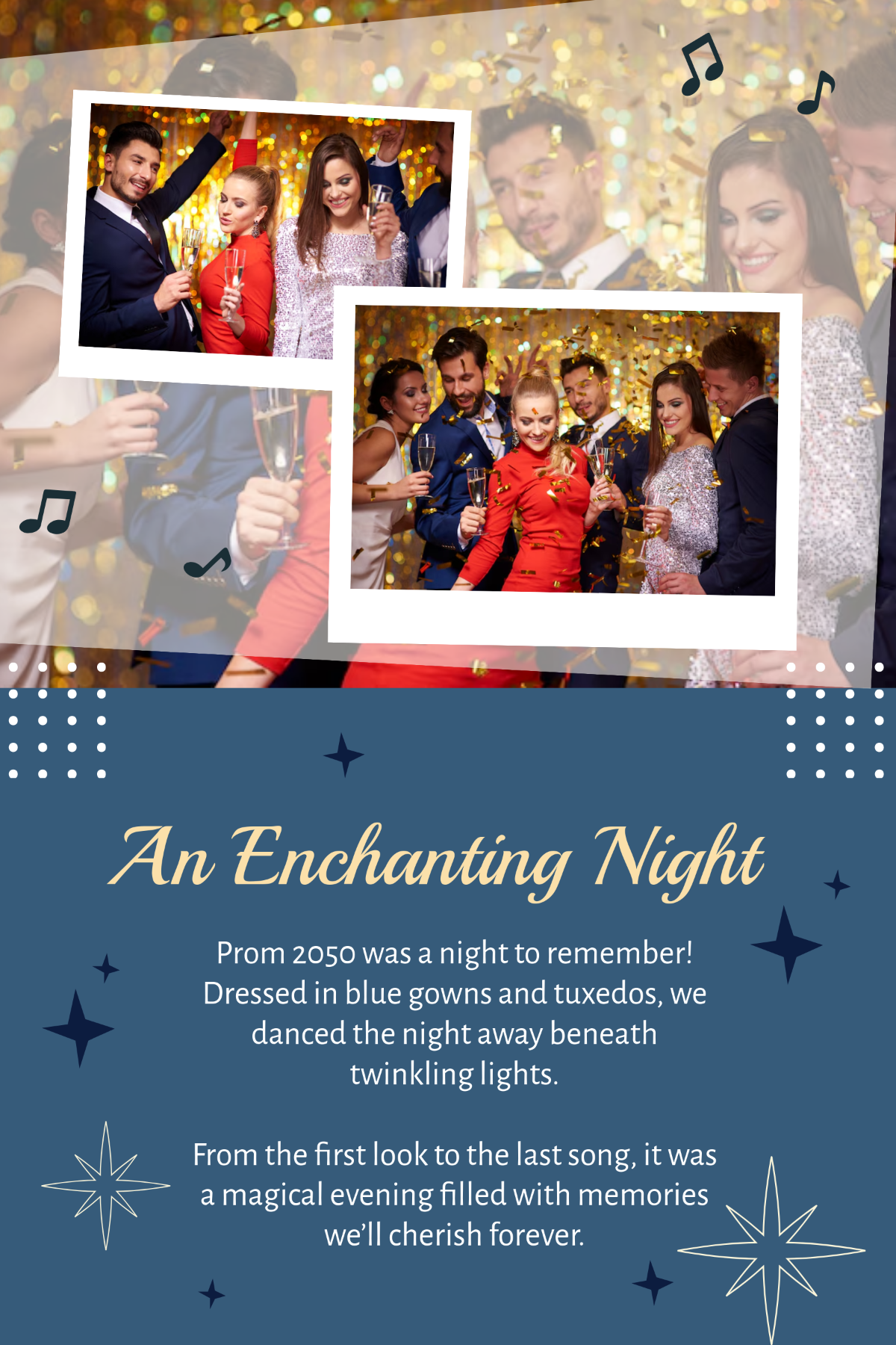 Free Prom Yearbook Template Blue Background