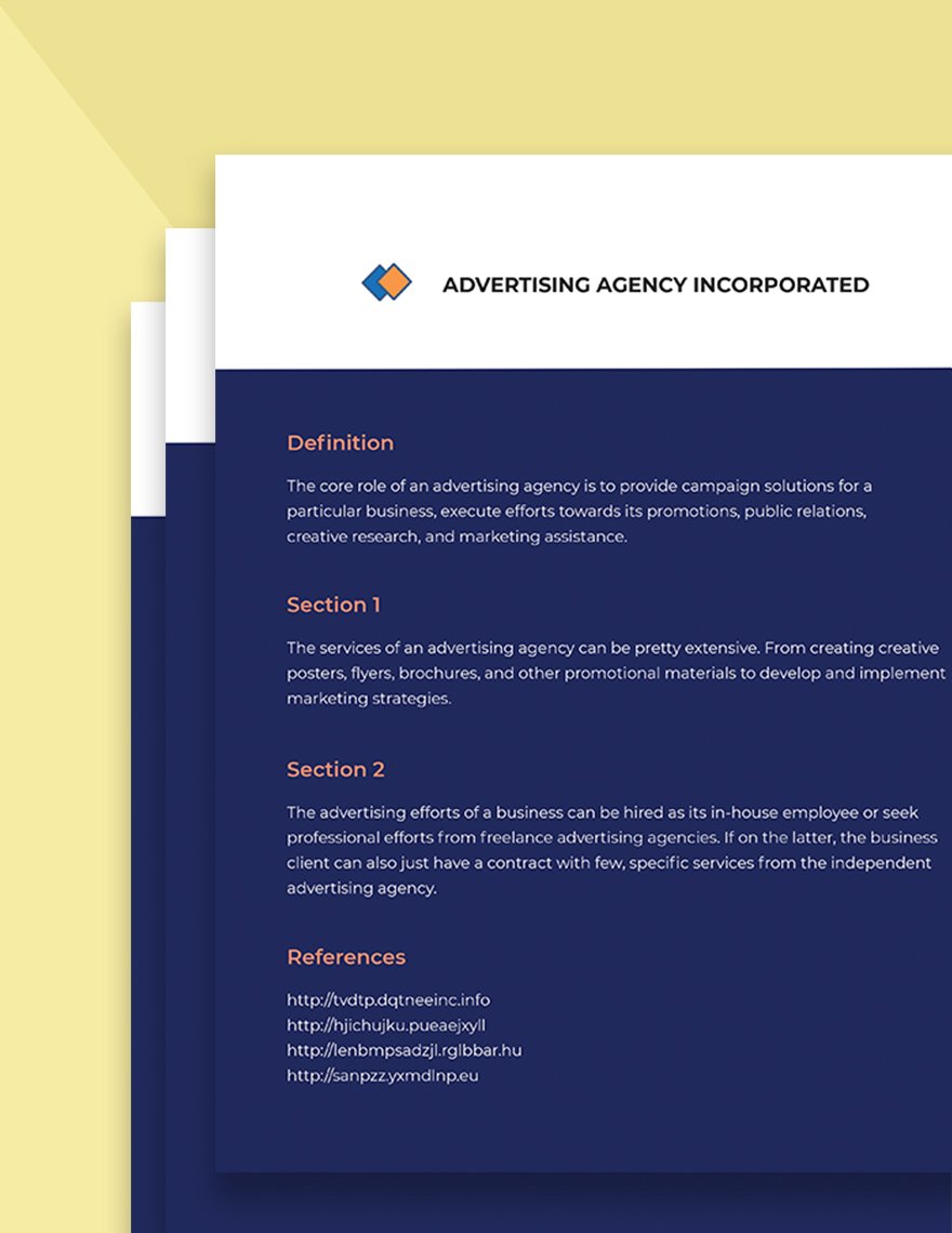 advertising agency fact sheet Template