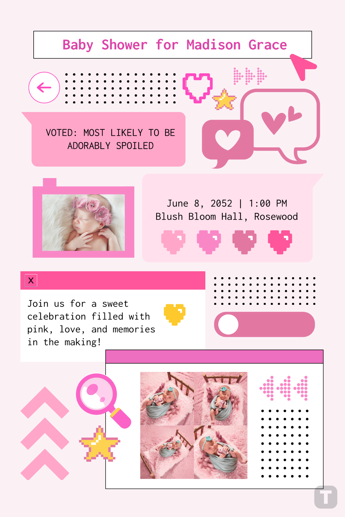 Free Pink Baby Shower Yearbook Template