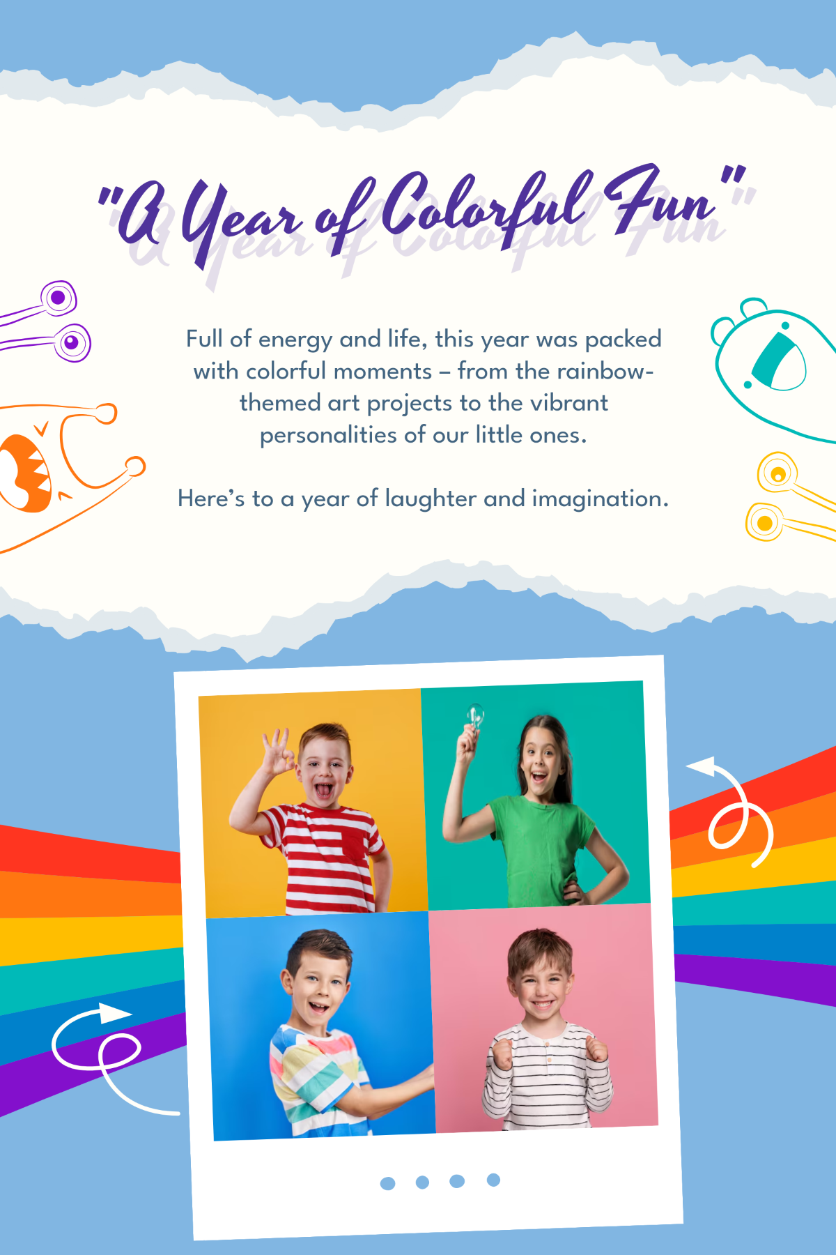 Free Colorful Kids Yearbook Template to Edit Online