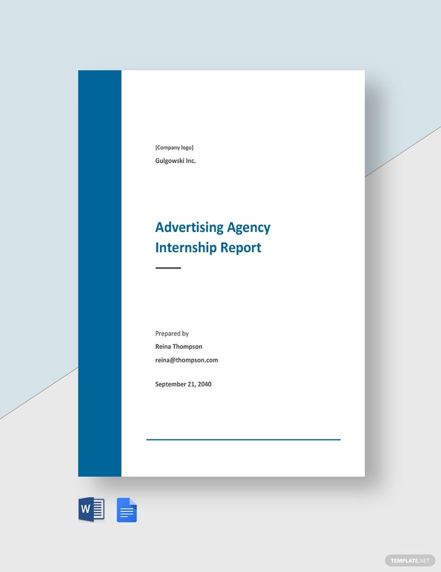 Free Advertising Agency Internship Report Template