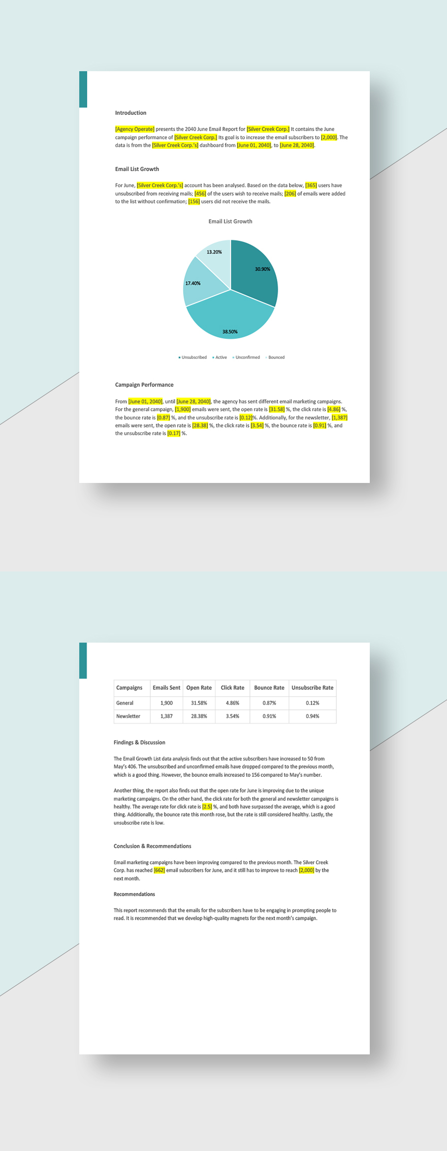 Advertising Agency Monthly Client Report Template